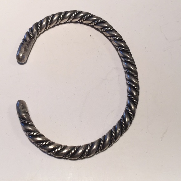 Vintage sterling silver twisted rope cuff bracelet - Picture 1 of 7